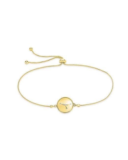 Sterling Forever Metallic 14k Over Silver Cz Cancer Disc Bolo Bracelet