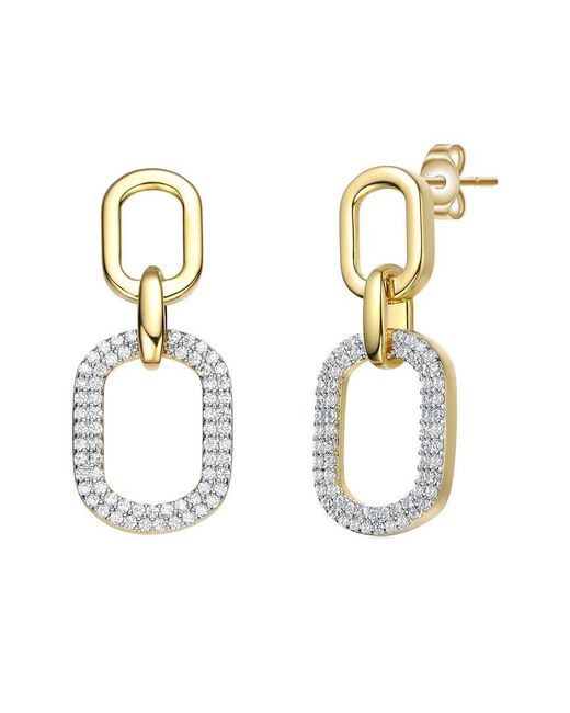 Rachel Glauber Metallic 14k Plated Cz Geometric Dangle Earrings