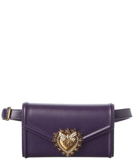 Dolce & Gabbana Purple Dg Logo Leather Belt Bag