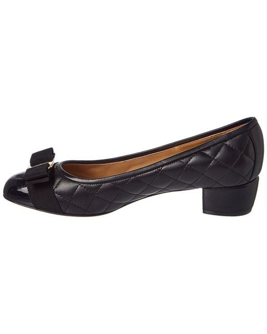 Ferragamo Black Quilted Vara Pumps