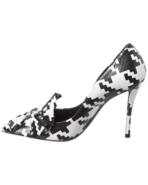Roger Vivier Metallic Dec Frilly Embossed Leather Pump