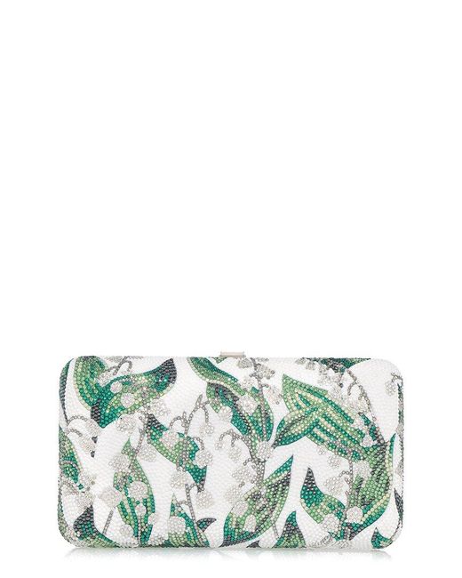 Judith Leiber Green Smooth Rectangle Lily Belles Clutch