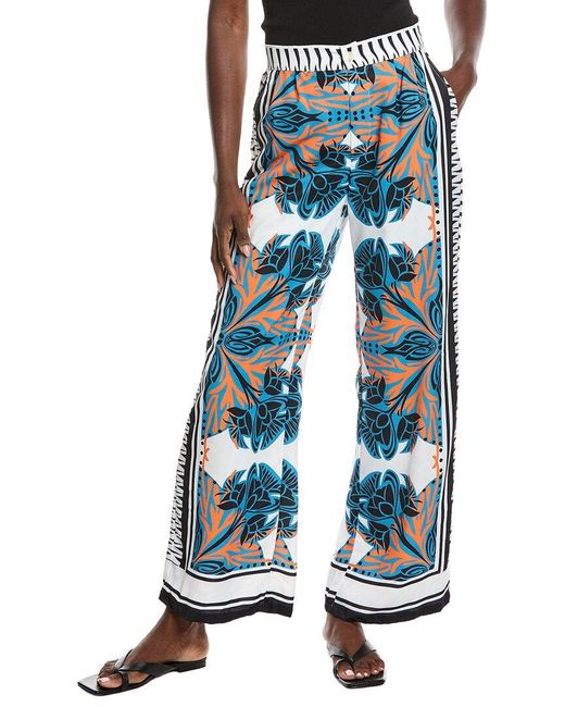 Gracia Blue Floral Print Wide Leg Pajama Pant