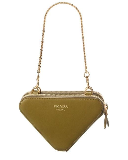 Prada Crochet & Leather Mini Pouch in Metallic | Lyst