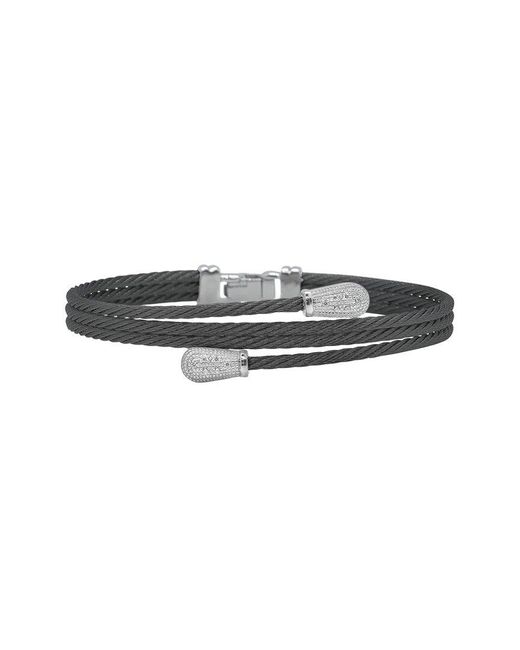 Alor Multicolor Noir 18k 0.06 Ct. Tw. Diamond Cable Bangle Bracelet