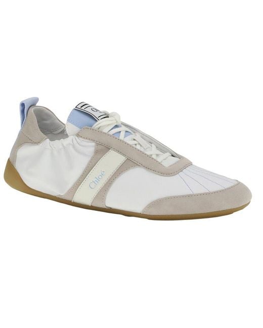 Chloé White Kick Nylon & Suede Sneaker