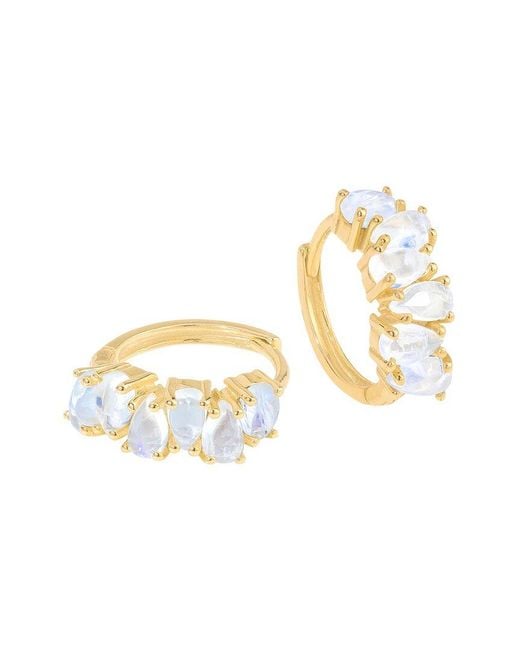 TIRAMISU Metallic Plated 2.87 Ct. Tw. Moonstone Hoop Earrings