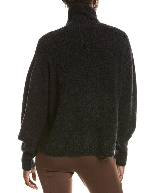 Lafayette 148 New York Black Raglan Wool-Blend Turtleneck Sweater