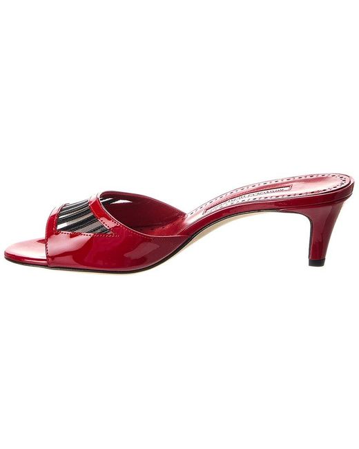 Manolo Blahnik Red Fifaso 50 Patent & Mesh Sandal
