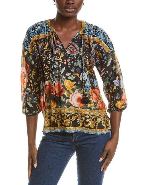 Johnny Was Multicolor Petite Margot Silk Blouse