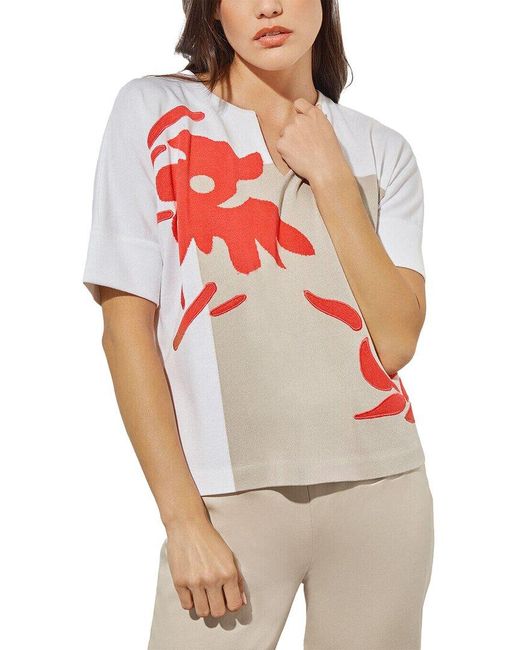 Ming Wang White Short Dolman Sleeve Tunic
