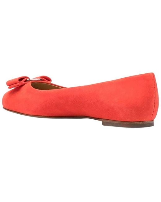 Ferragamo Red Logo Plaque Leather Ballet Flat