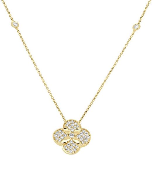 Sabrina Designs Metallic 14K 0.58 Ct. Tw. Diamond Clover Necklace