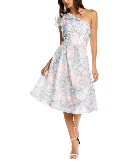 kay unger one shoulder gown
