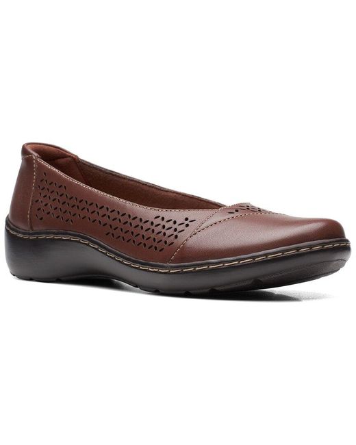Clarks Brown Cora Iris Leather Slip-on Loafers