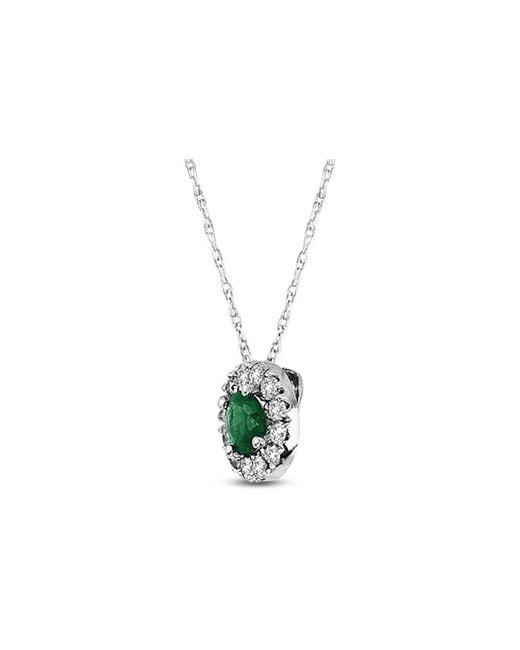 Diana M White Fine Jewelry 14k 0.46 Ct. Tw. Diamond & Emerald Halo Pendant Necklace