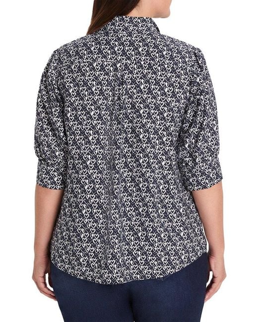 NIC+ZOE Blue Plus Etched Hearts Shirt