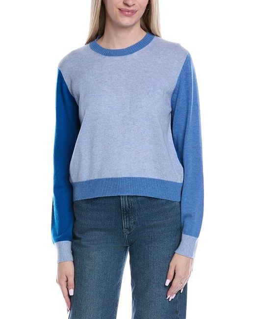 Brodie Cashmere Blue Colorblocked Wool & Cashmere-Blend Sweater