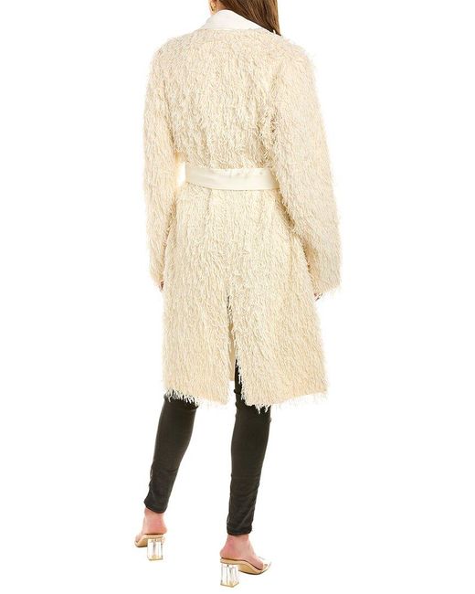 Helmut Lang Natural Wool-blend Fringe Coat