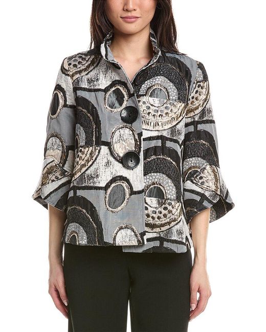 Joseph Ribkoff Gray Tulip-Sleeve Top