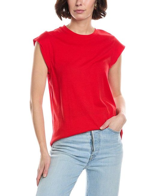 Michael Stars Red Joey Power Shoulder T-Shirt