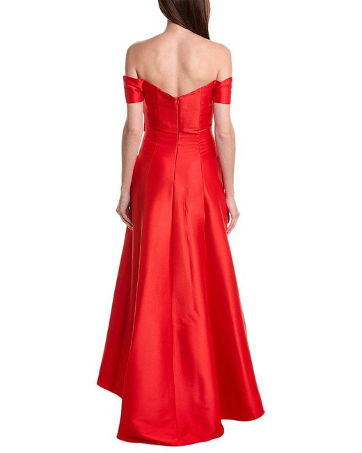 Badgley Mischka Red Off-The-Shoulder Gown