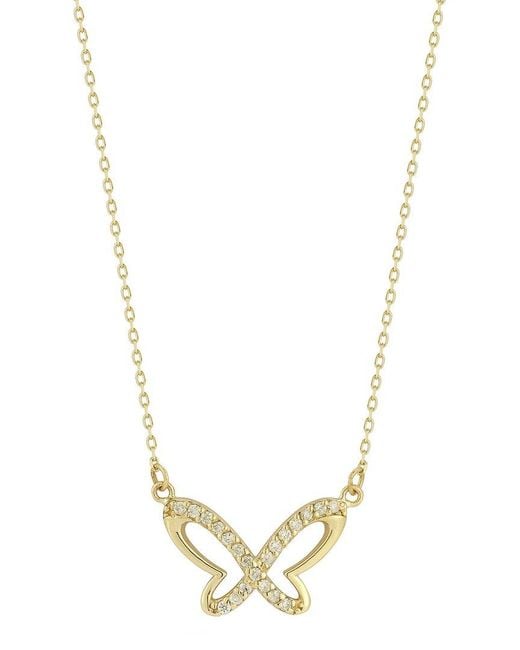 Ember Fine Jewelry Metallic 14k 0.16 Ct. Tw. Diamond Butterfly Necklace