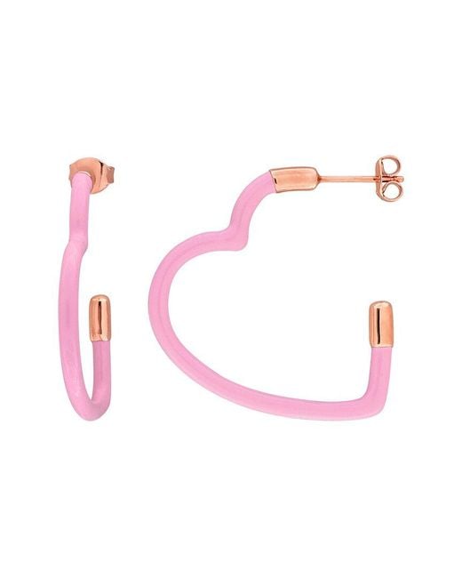Rina Limor Pink None Heart Earrings