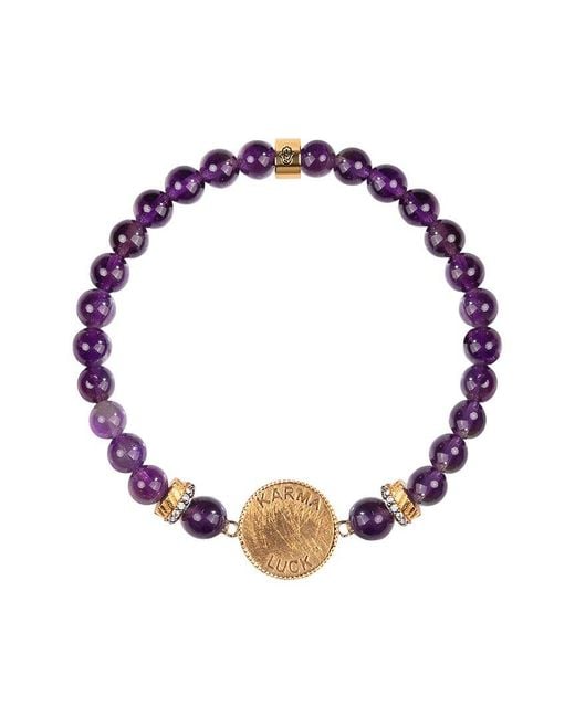Karma and Luck Blue Plated Amethyst Cz Beaded Bracelet