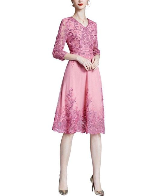 Lanelle Pink Printed Midi Dress