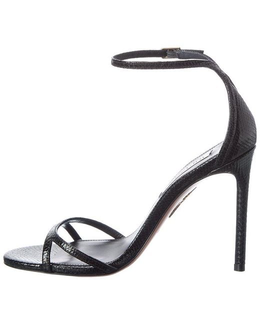 Aquazzura Metallic Nuda 105 Snake-Embossed Leather Sandal