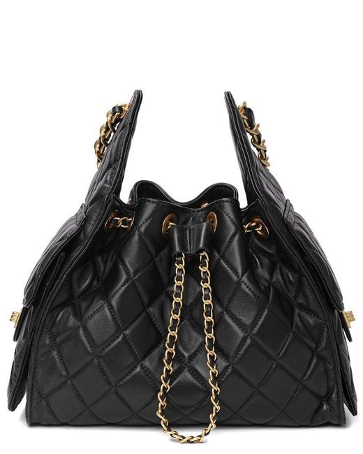 Tiffany & Fred Paris Black Quilted Leather Shoulder Bag