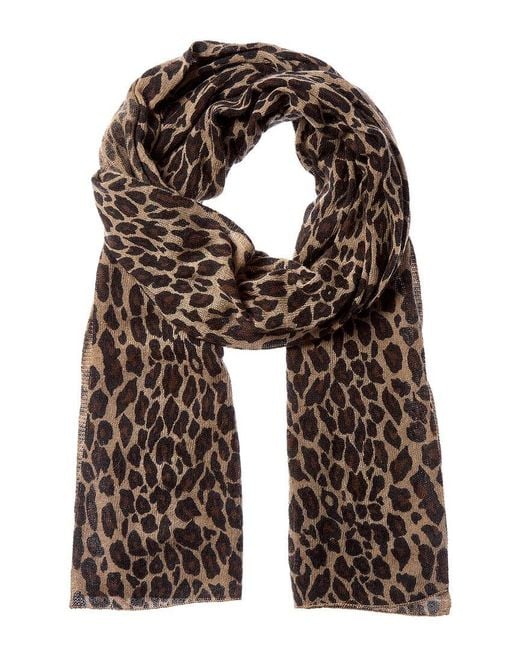 Portolano Brown Animal Print Cashmere Scarf