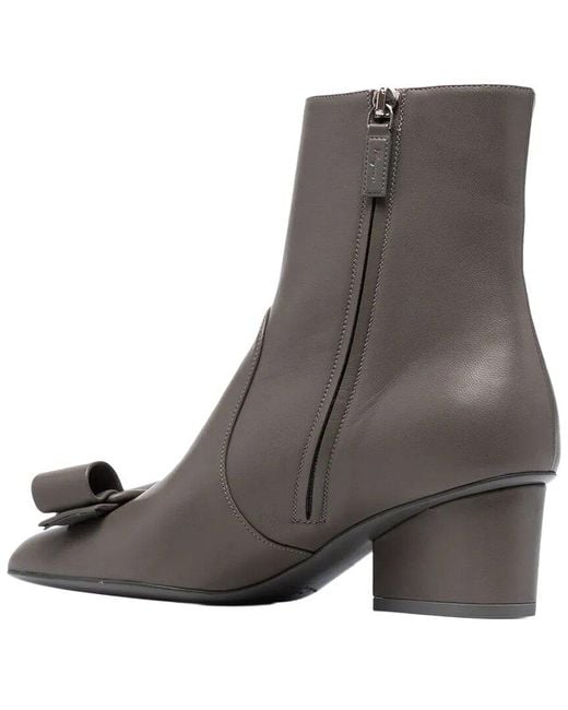 Ferragamo Brown Viva Bow Leather Bootie