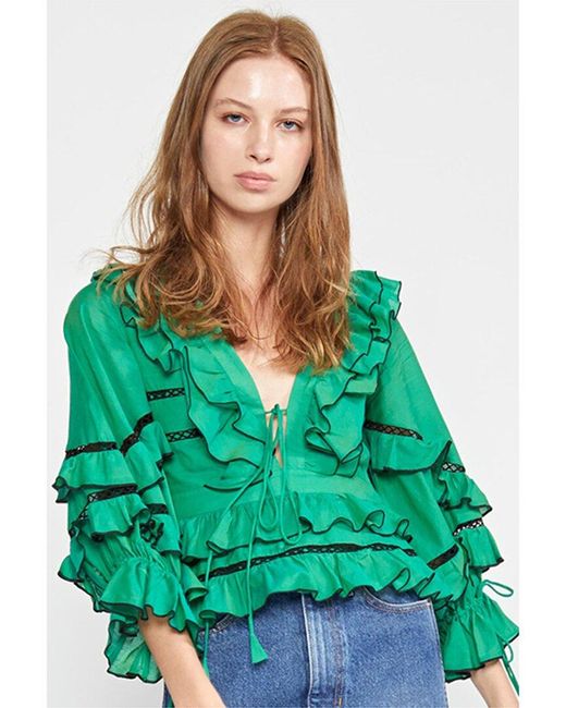 Cynthia Rowley Green Stella Tie; Front Tiered Top