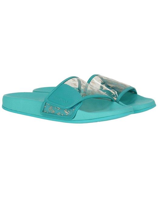 Jimmy Choo Blue Fitz/F Leather Slide