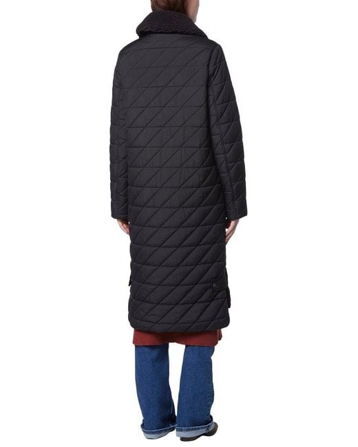 Andrew Marc Black Rhombus Quilted Long Jacket