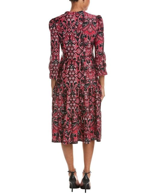 Jude Connally Red Maggie Midi Dress