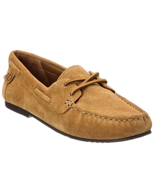 Tory Burch Brown Mini Chelsea Suede Boat Loafer