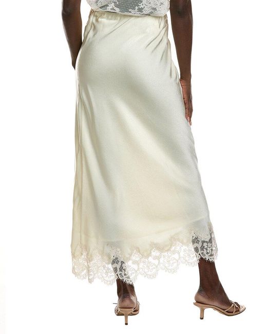 Bardot Natural Elisan Lace Satin Midi Skirt