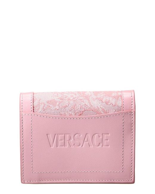 Versace Pink Canvas & Leather Bifold French Wallet