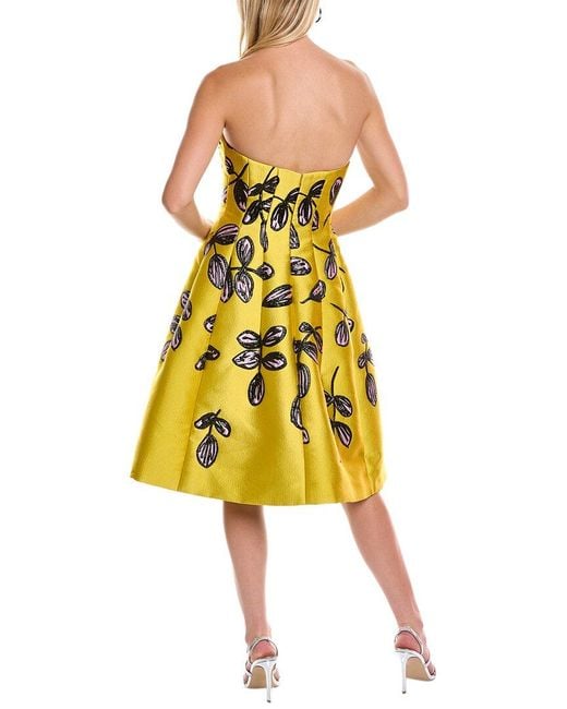 Oscar de la Renta Yellow Degrade Silk-blend A-line Dress