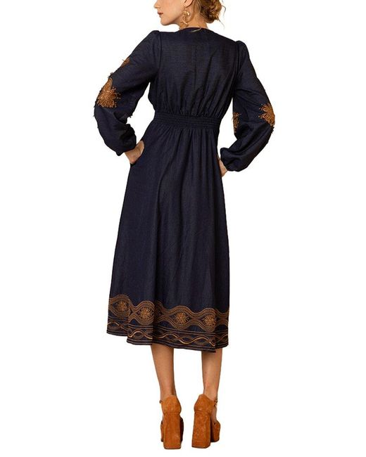 Hale Bob Blue Paulina Midi Dress