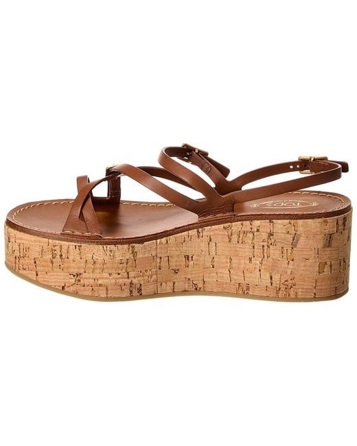 Tod's Brown Tods Leather Wedge Sandal