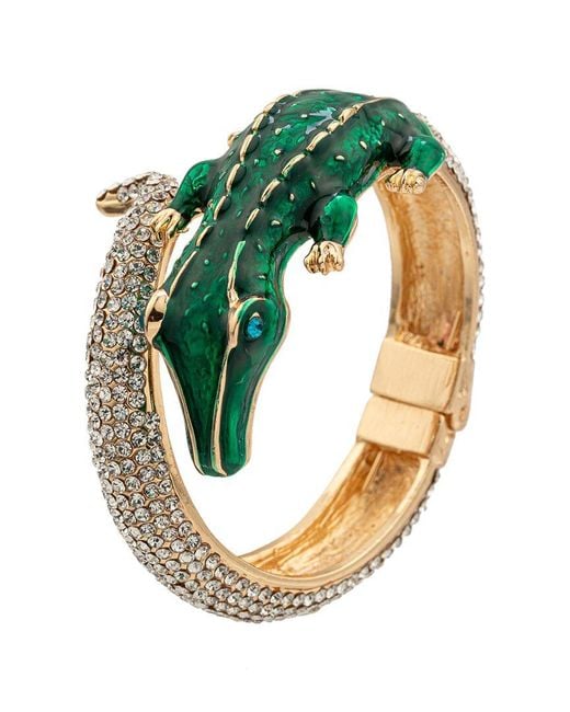Eye Candy LA Green Crystal See You Later Alligator Cuff Bracelet