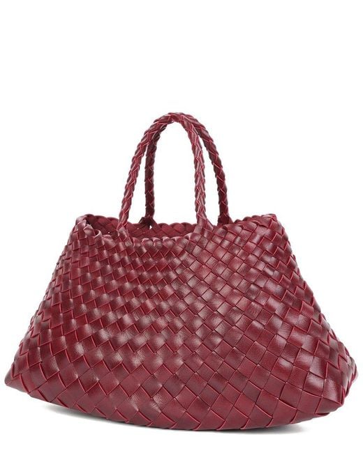 Tiffany & Fred Paris Red Hand-Woven Leather Tote