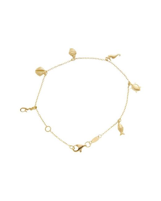 Italian Gold Natural 14K Sea Life Charms Adjustable Length Bracelet