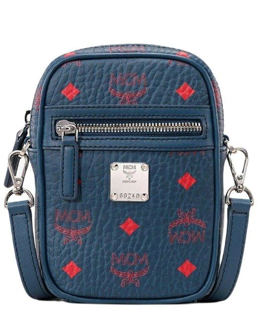 MCM Blue Visetos Coated Canvas Crossbody