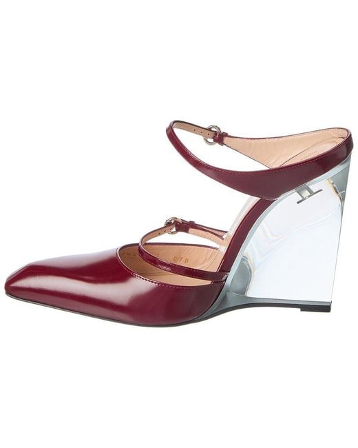 Gucci Red Leather Wedge Mule