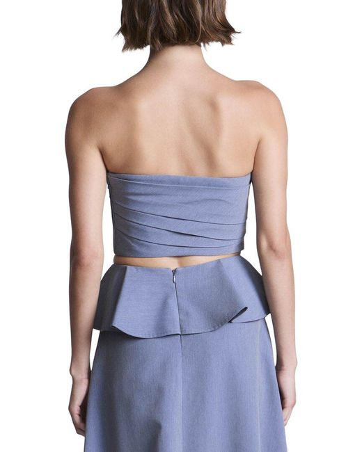 BCBGMAXAZRIA Blue Solid Suiting Fabric Bustier